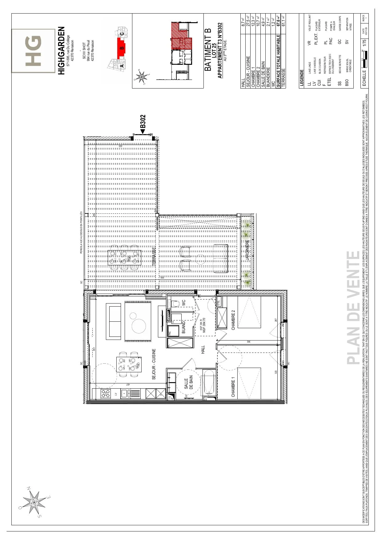 Plan du lot B302