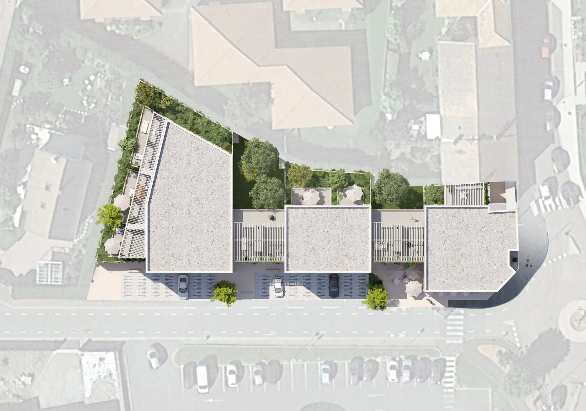Plan-masse HighGarden - implantation dans le village de Renaison